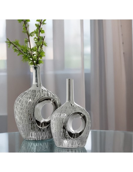 Jarrón plata grande con agujero