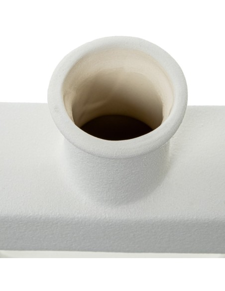 Jarrón cuadrado con agujero de cerámica crema