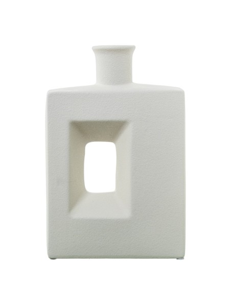 Jarrón rectángulo con agujero cerámica crema