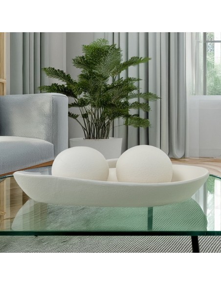 Centro ovalado de cerámica color crema