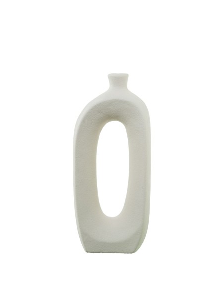 Jarrón asimétrico con agujero de cerámica color crema