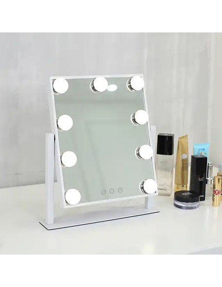 Espejo rectangular con 9 luces led blanco