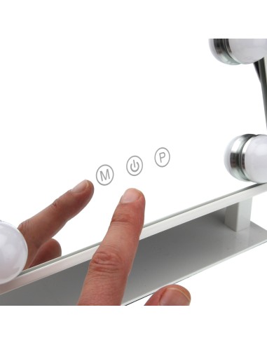 Espejo rectangular con 9 luces led blanco