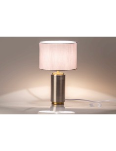 Lámpara de sobremesa clara cobre/tela 2