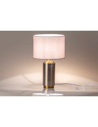 Lámpara de sobremesa clara cobre/tela