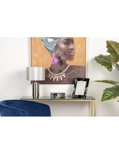 Lámpara de sobremesa clara cobre/tela