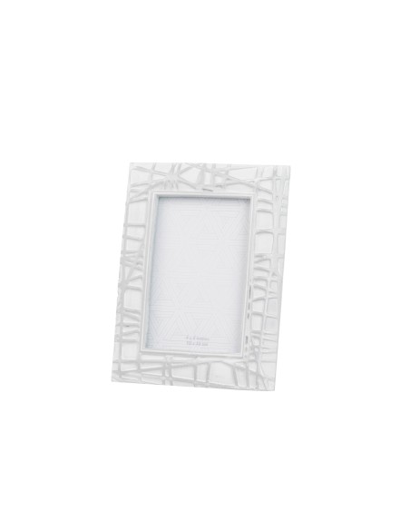 Portafotos resina plateado/blanco 10x15cm Portafotos resina plateado/blanco 10x15cm