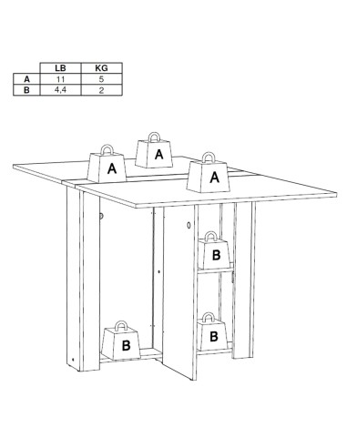 Mesa de Cocina Abatible Blanca