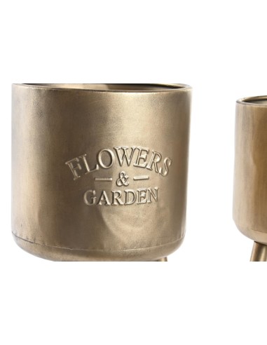 Macetero Dorado set de 2 con pie