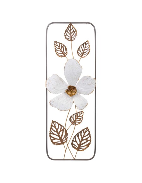 Mural decorativo flor blanca metal