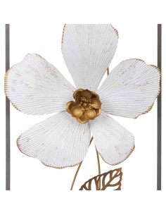 Mural decorativo flor blanca metal 2