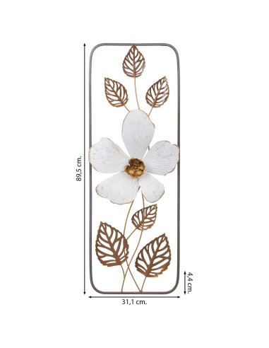 Mural decorativo flor blanca metal