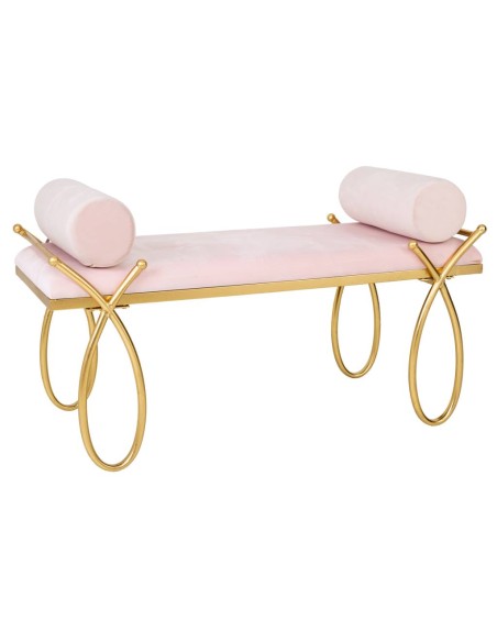 Kit Banqueta de terciopelo rosa dorado Kit Banqueta de terciopelo rosa dorado