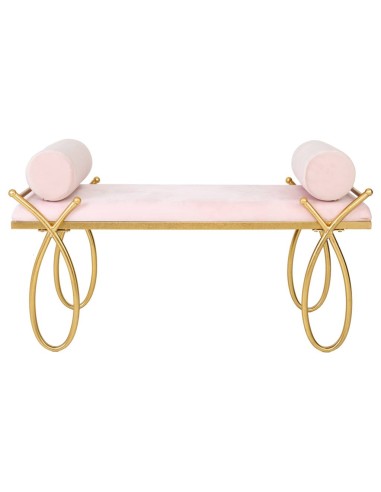 Kit Banqueta de terciopelo rosa dorado