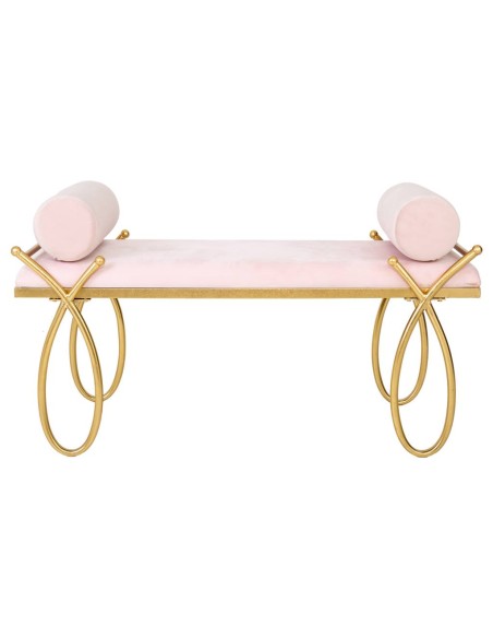 Kit Banqueta de terciopelo rosa dorado