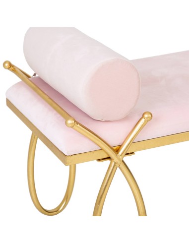 Kit Banqueta de terciopelo rosa dorado