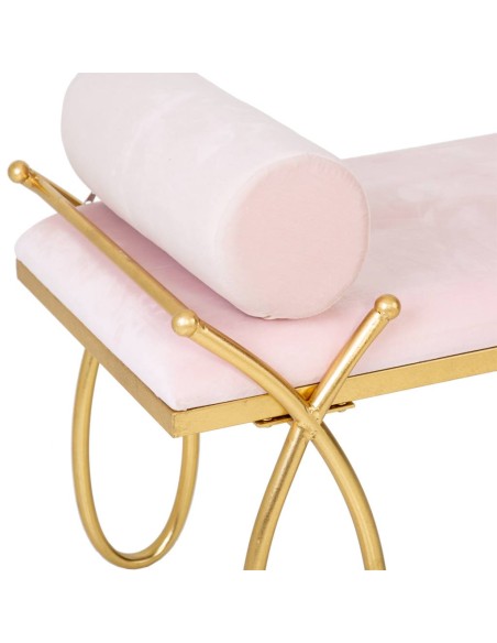 Kit Banqueta de terciopelo rosa dorado