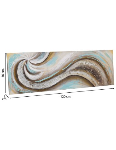 Cuadro pintado a mano relieve de ondas