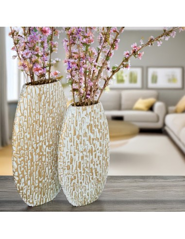 Jarrón ovalado metal dorado