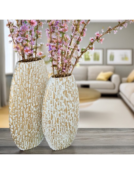 Jarrón ovalado metal dorado