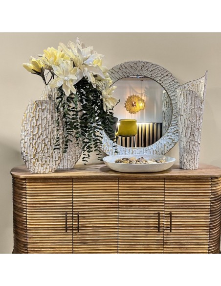 Jarrón ovalado metal dorado