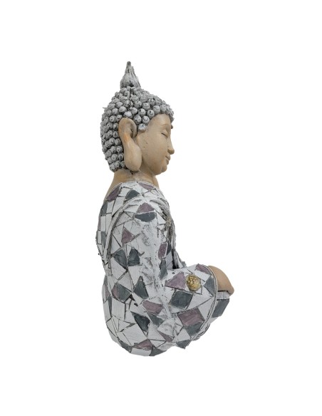 Buda apoyado sobre su mano flores