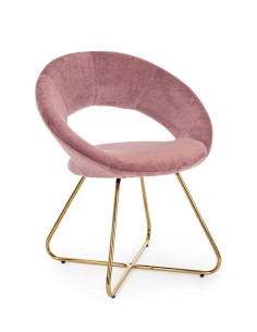 Sillón vanity oro en terciopelo rosa