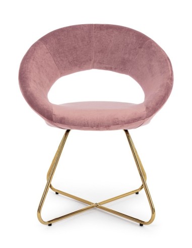 Sillón vanity oro en terciopelo rosa
