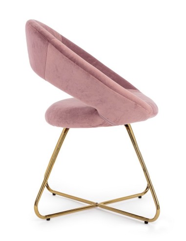Sillón vanity oro en terciopelo rosa