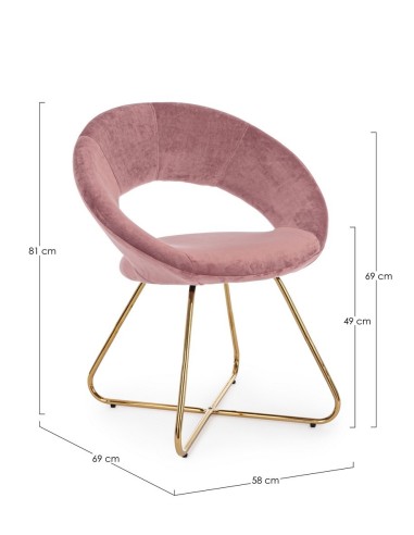 Sillón vanity oro en terciopelo rosa