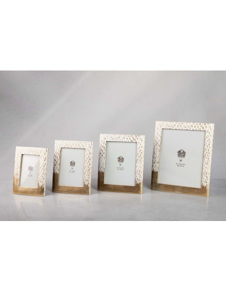 Portafotos resina dorado/blanco 10x15cm