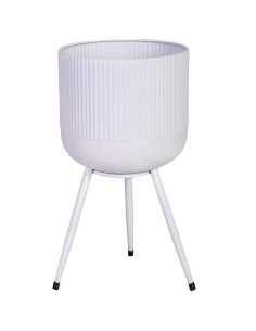 Macetero de metal blanco con patas