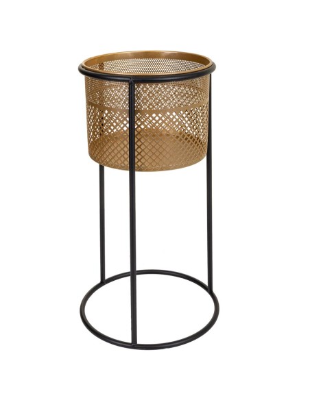 Macetero metal con pie oro y negro Macetero metal con pie oro y negro