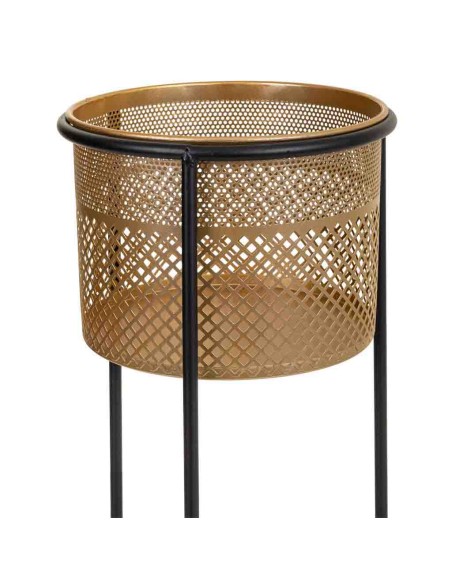 Macetero metal con pie oro y negro