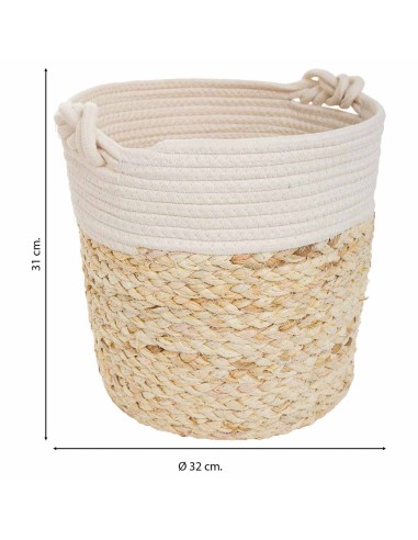 Macetero fibra natural y algodón con lazo