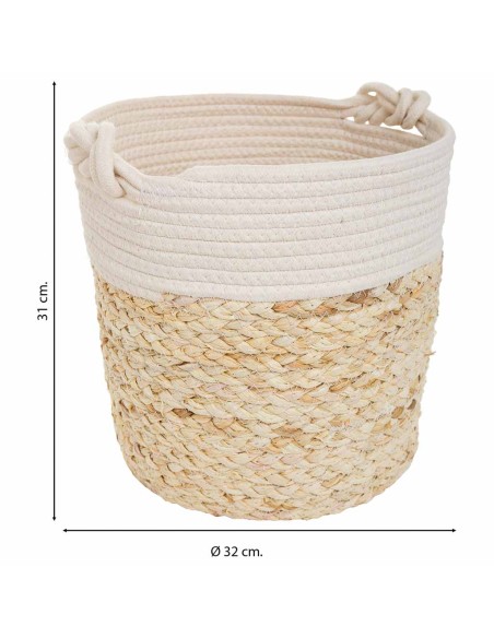 Macetero fibra natural y algodón con lazo