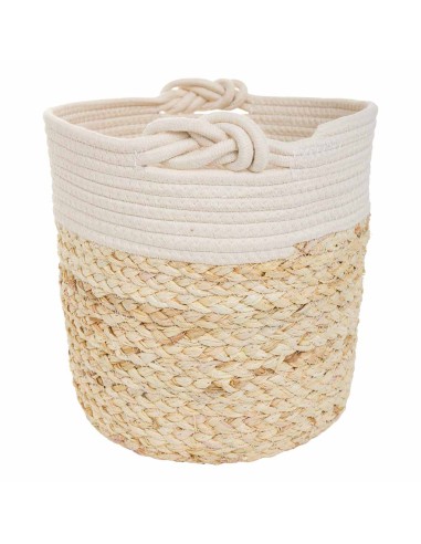 Macetero fibra natural y algodón con lazo