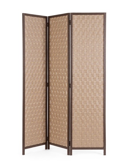 Biombo 3 hojas madera de álamo en marrón Biombo 3 hojas madera de álamo en marrón