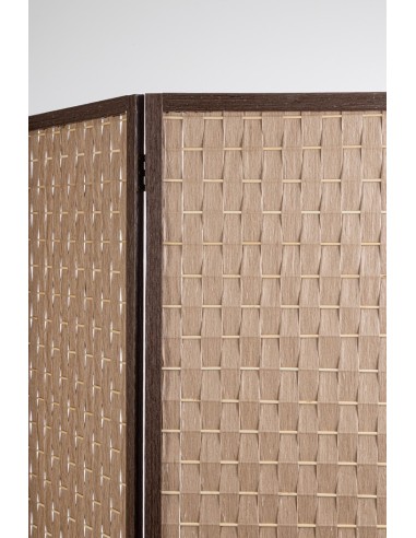 Biombo 3 hojas madera de álamo en marrón