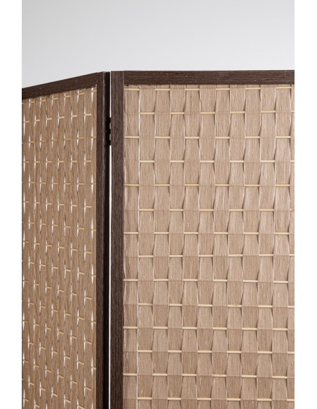 Biombo 3 hojas madera de álamo en marrón