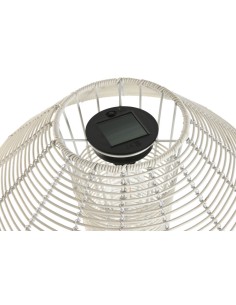 Lámpara solar ratán sintético en blanco 2