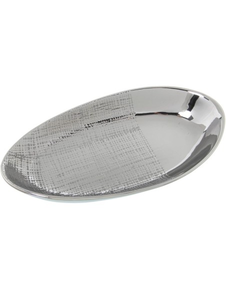 Centro de cerámica plateada 36x20x6 cm