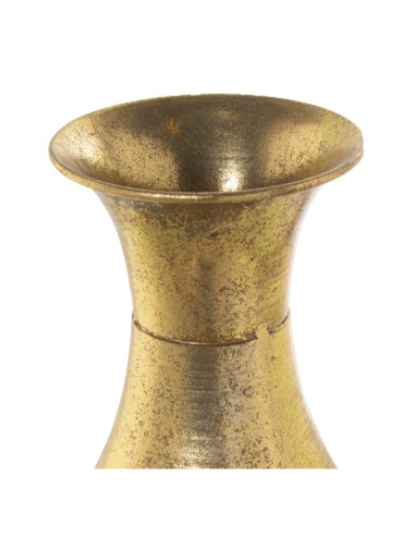 Jarrón de metal blanco hojas doradas