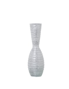 Jarrón Cerámica 60cm Plateado Rayado Blanco