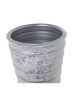 Jarrón Cerámica 60cm Plateado Rayado Blanco 2
