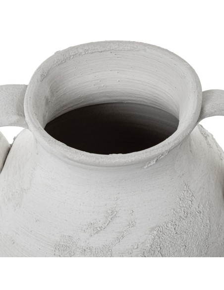 Jarrón de cerámica rústico blanco alto