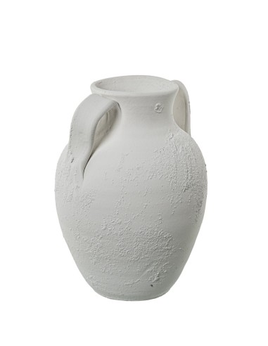 Jarrón de cerámica rústico blanco alto