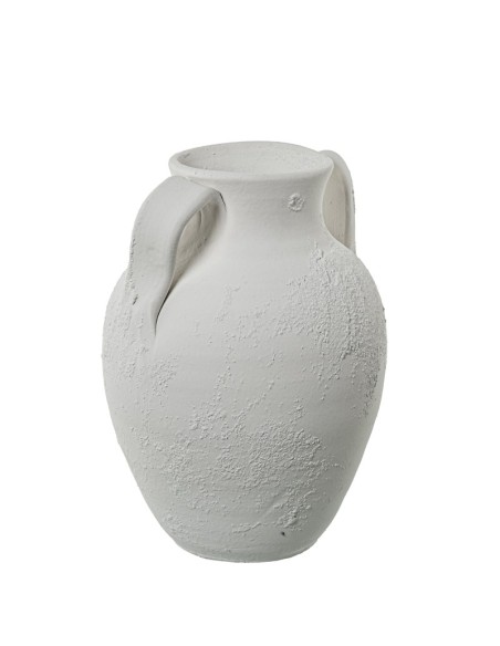 Jarrón de cerámica rústico blanco alto
