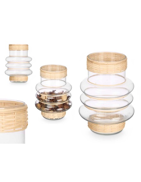 Portavela aros peq vidrio rattan