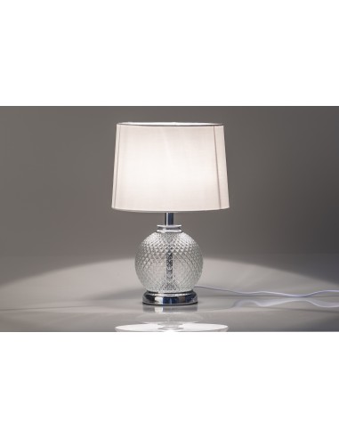Lámpara sobremesa blanca pie transparente...